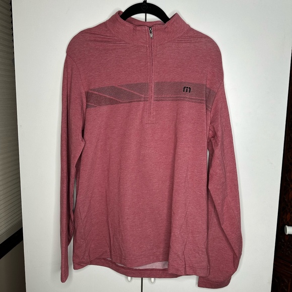 Travis Mathew Sunset Serenade Golf Pullover Quarter Zip Red Size Small NEW - Picture 1 of 4